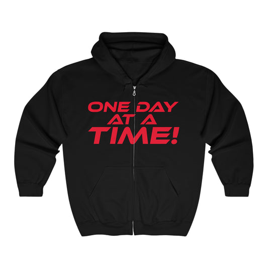 One Day At A Time - Unisex Heavy Blend™ Full Zip Hooded Sweatshirt Motivational