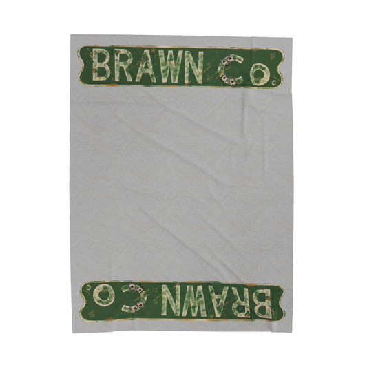 BrawnCo - Cozy Velveteen Plush Blanket with Vintage Brawn Co. Design