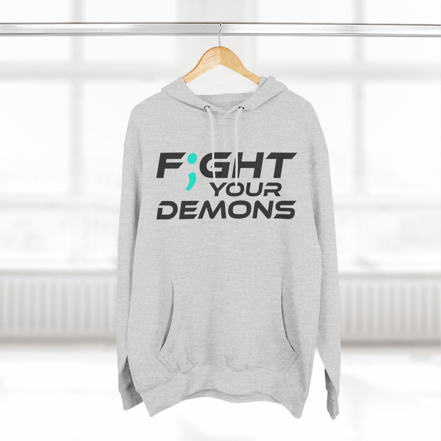 F;ght Your Demons (BLACK) - Three-Panel Fleece Hoodie