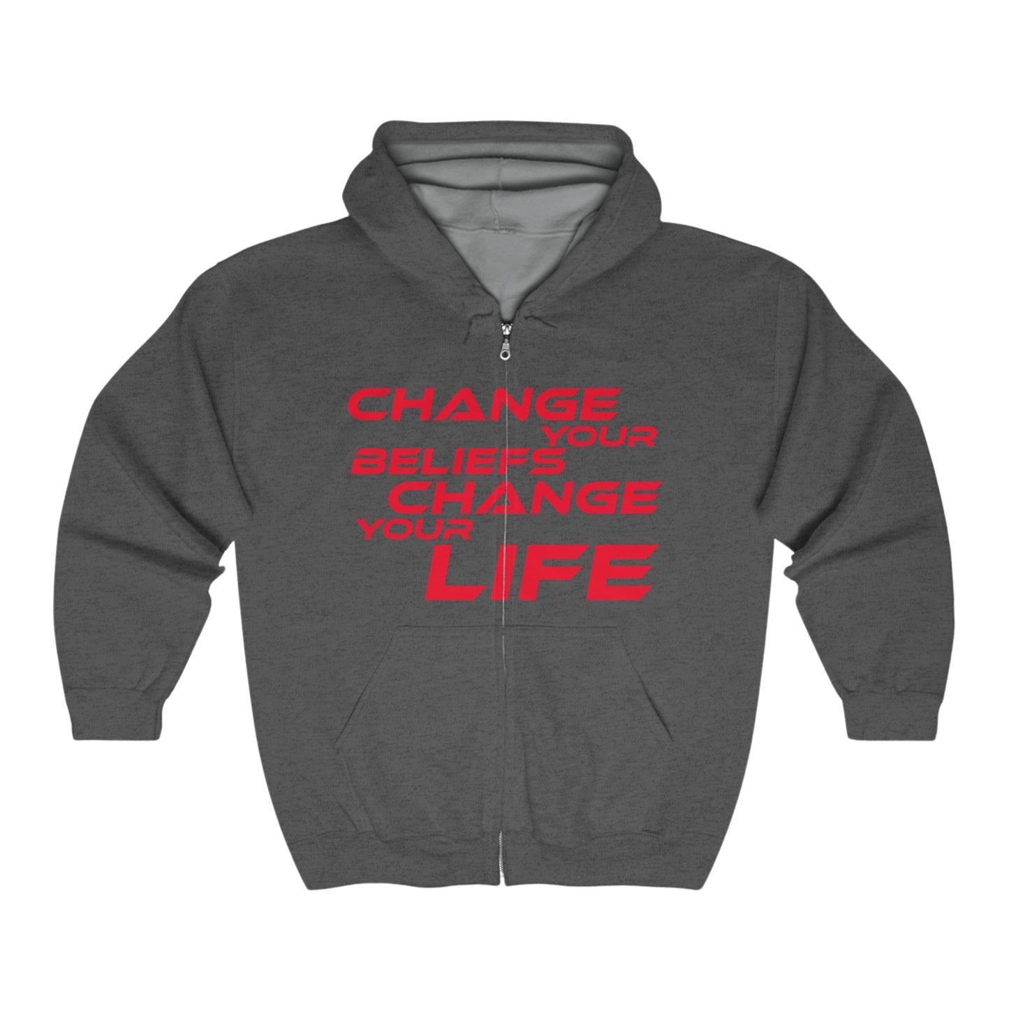 Change Your Beliefs, Change Your Life - Motivational Full Zip Hoodie - Change Your Beliefs, Change Your Life