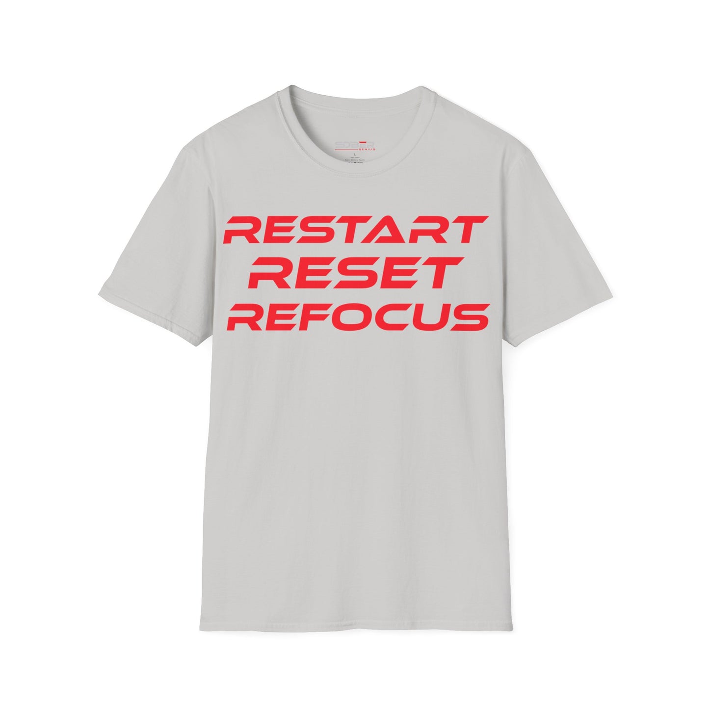 Restart, Reset, Refocus - Motivational Unisex Softstyle T-Shirt - 'Restart, Reset, Refocus' - Perfect for Self-Care and Mindfulness