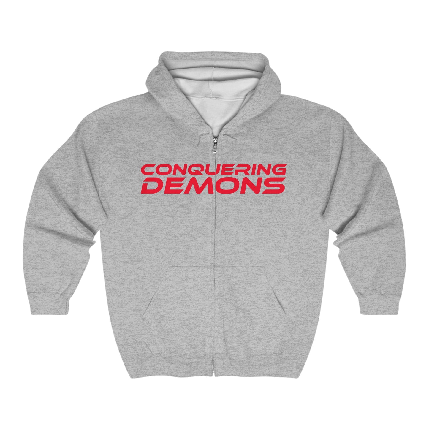 Conquering Demons - Unisex Heavy Blend Full Zip Hoodie - Motivational Sweatshirt for Mental Health Awareness