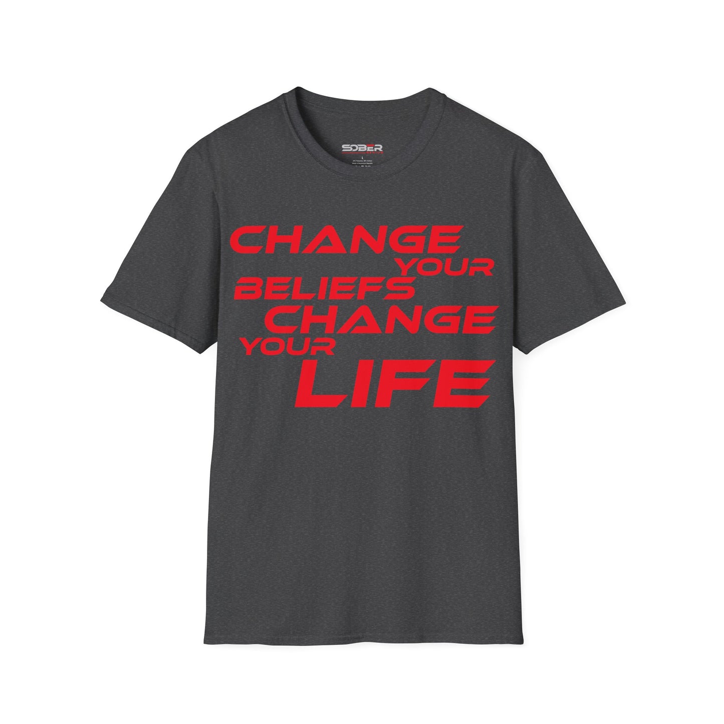 Change Your Beliefs, Change Your Life - Motivational Unisex Softstyle T-Shirt - 'Change Your Beliefs, Change Your Life'