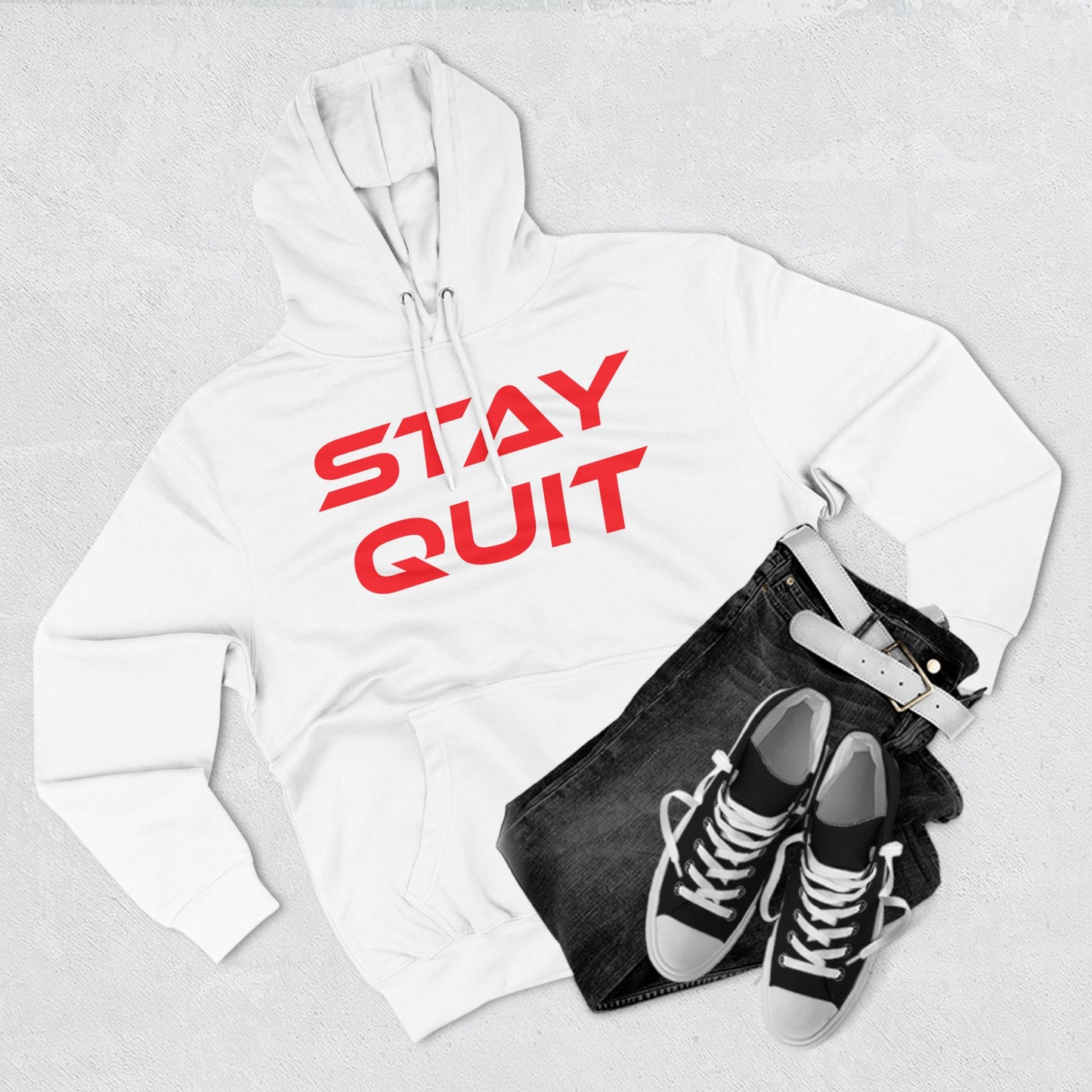 Stay Quit - Three-Panel Fleece Hoodie