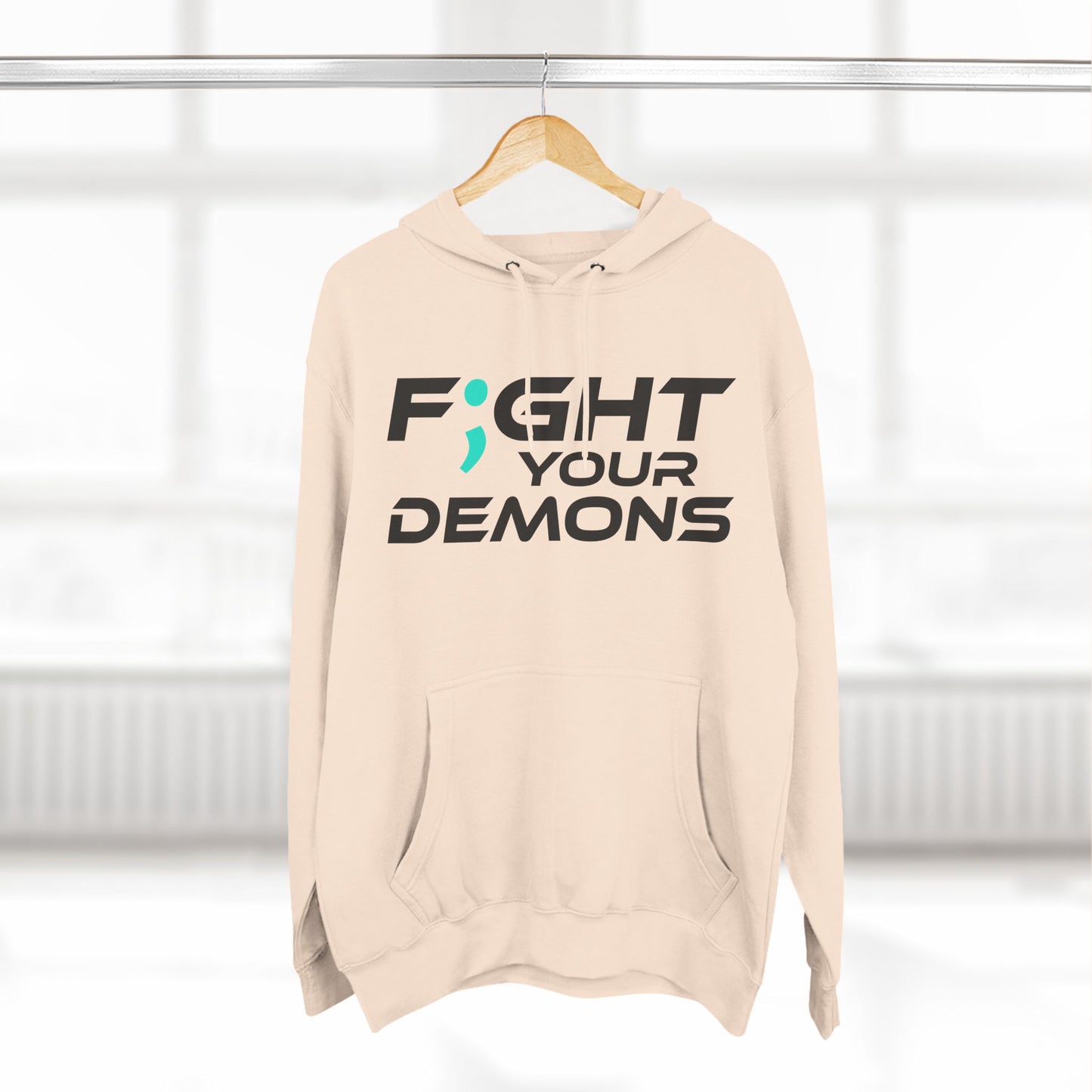 F;ght Your Demons (BLACK) - Three-Panel Fleece Hoodie