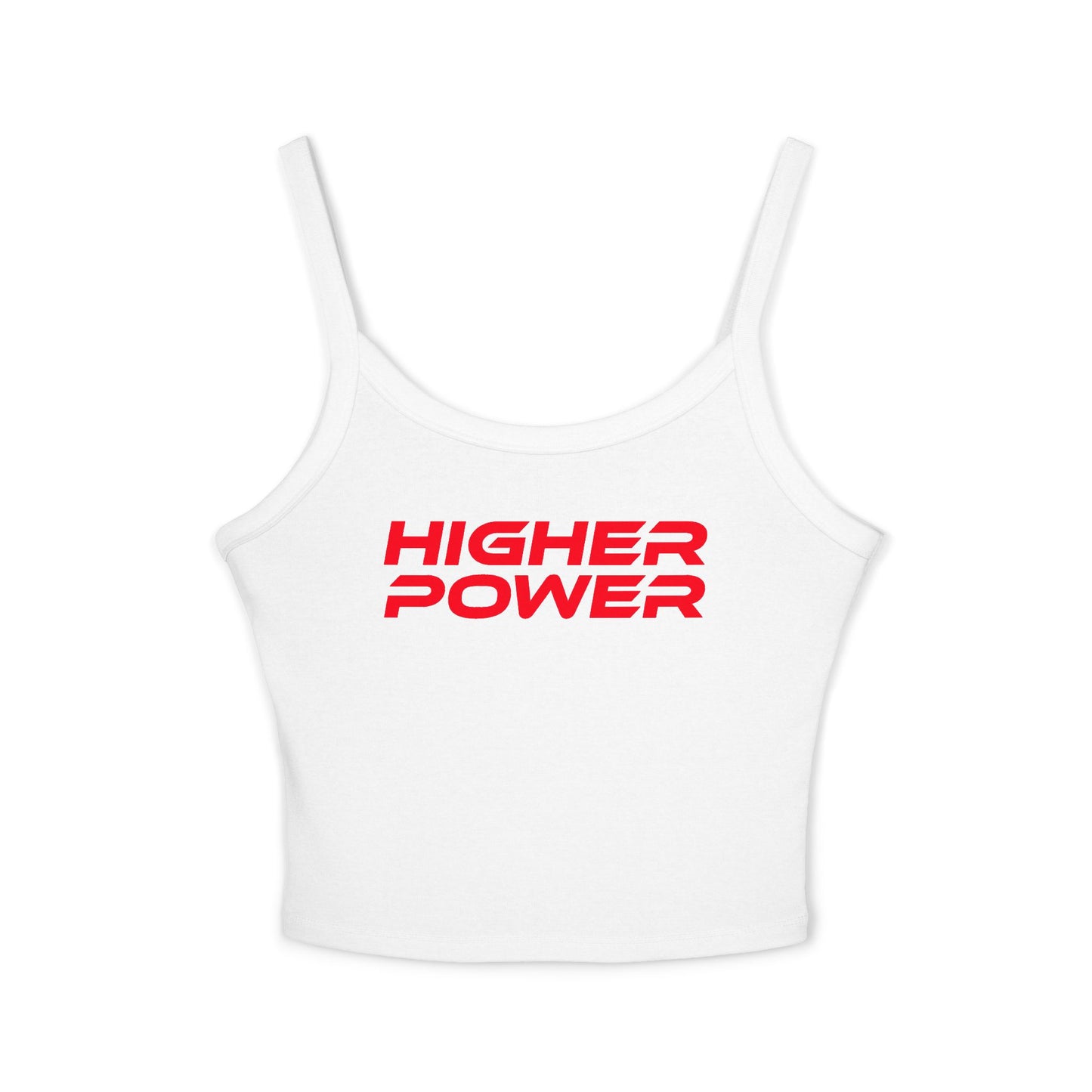 Higher Power - Women's Spaghetti Strap Tank Top - Motivational Gray Crop