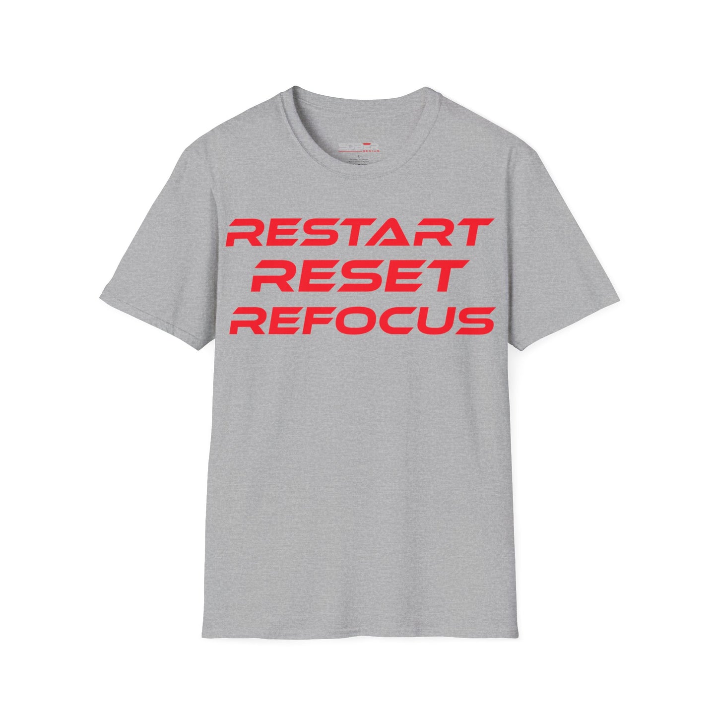 Restart, Reset, Refocus - Motivational Unisex Softstyle T-Shirt - 'Restart, Reset, Refocus' - Perfect for Self-Care and Mindfulness