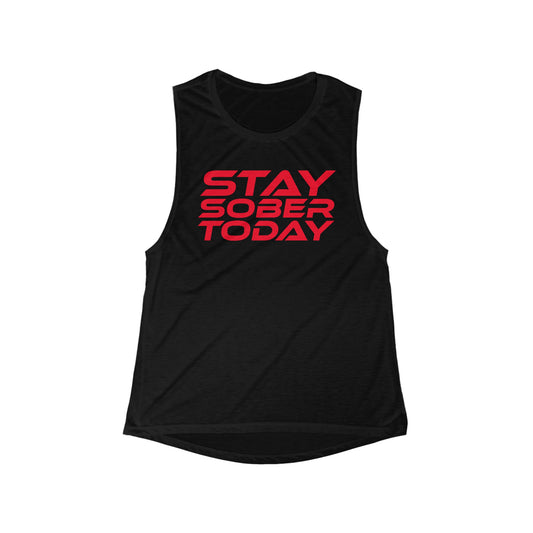 Stay Sober Today - Women's Flowy Scoop Muscle Tank