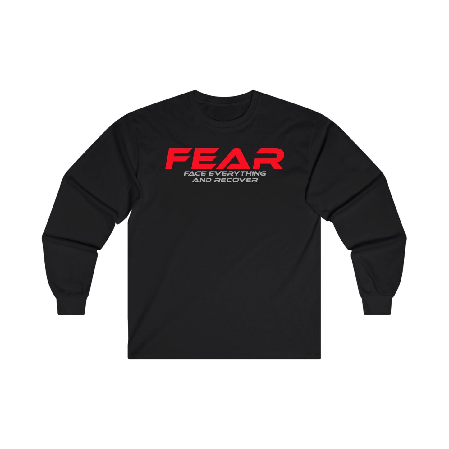 Fear - Face Everything and Recover - Unisex Long Sleeve Tee - Motivational Blue Shirt