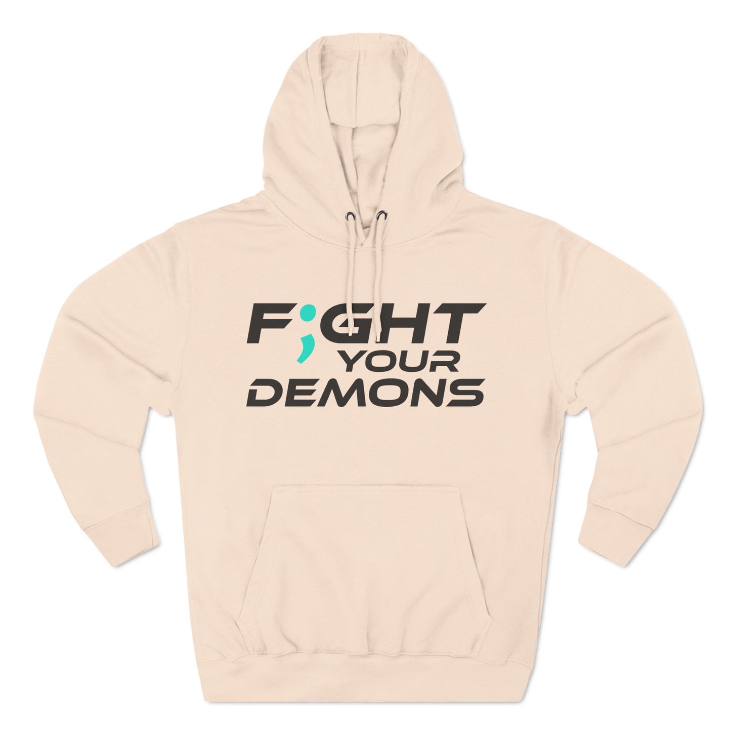 F;ght Your Demons (BLACK) - Three-Panel Fleece Hoodie