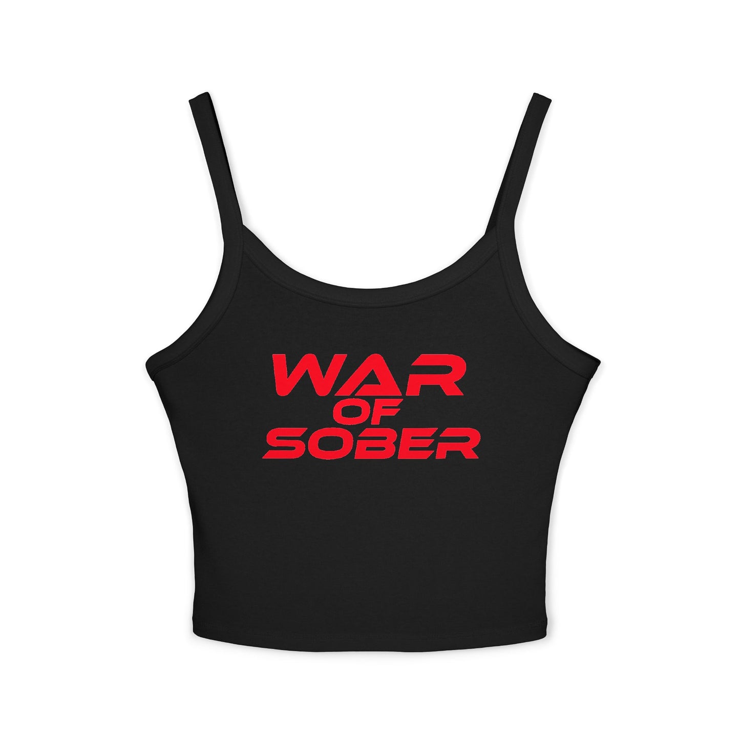 War of Sober - Women's Spaghetti Strap Tank Top - Empowering Graphic Tee for Recovery Enthusiasts