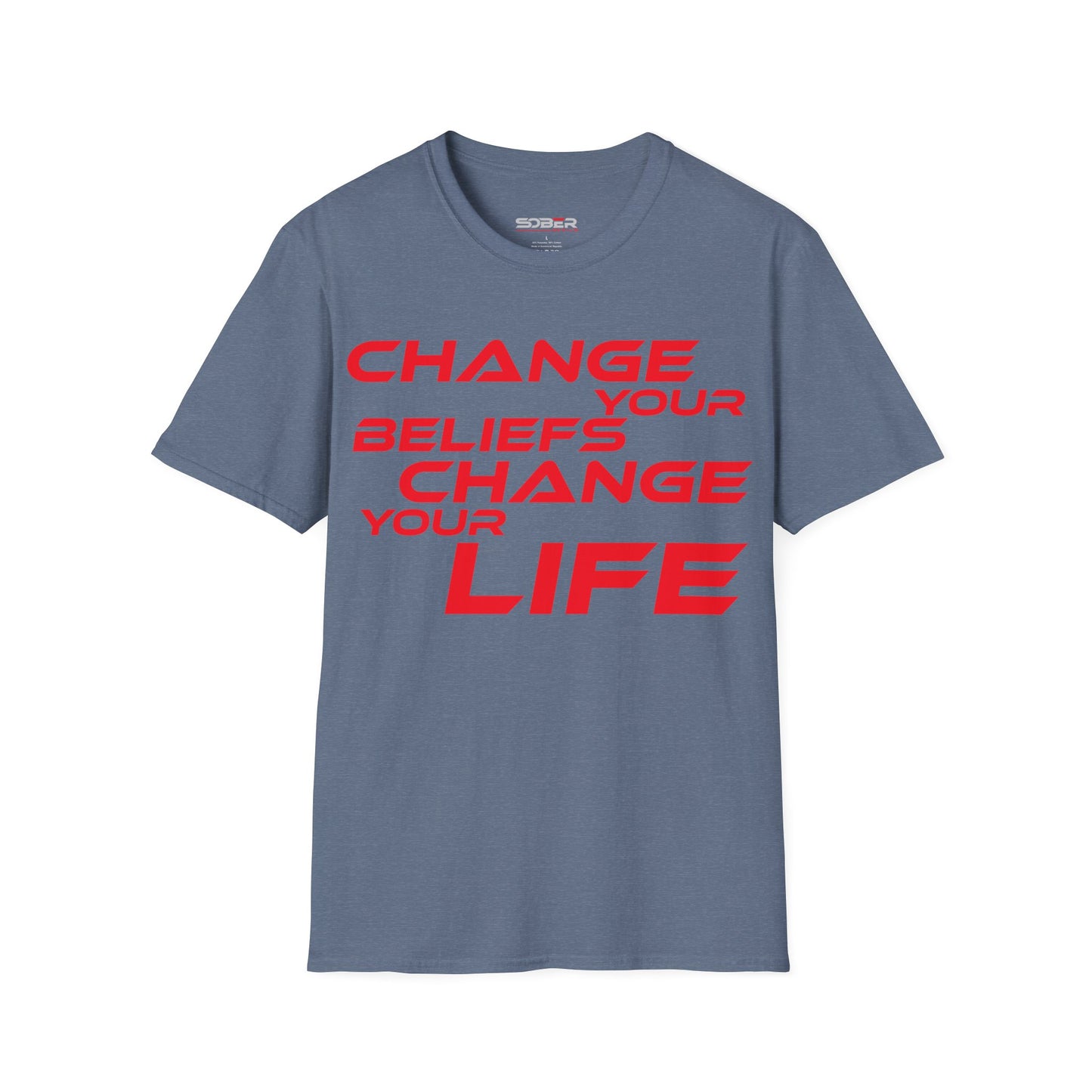 Change Your Beliefs, Change Your Life - Motivational Unisex Softstyle T-Shirt - 'Change Your Beliefs, Change Your Life'