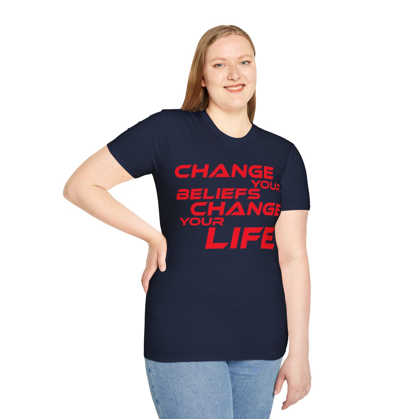 Change Your Beliefs, Change Your Life - Motivational Unisex Softstyle T-Shirt - 'Change Your Beliefs, Change Your Life'