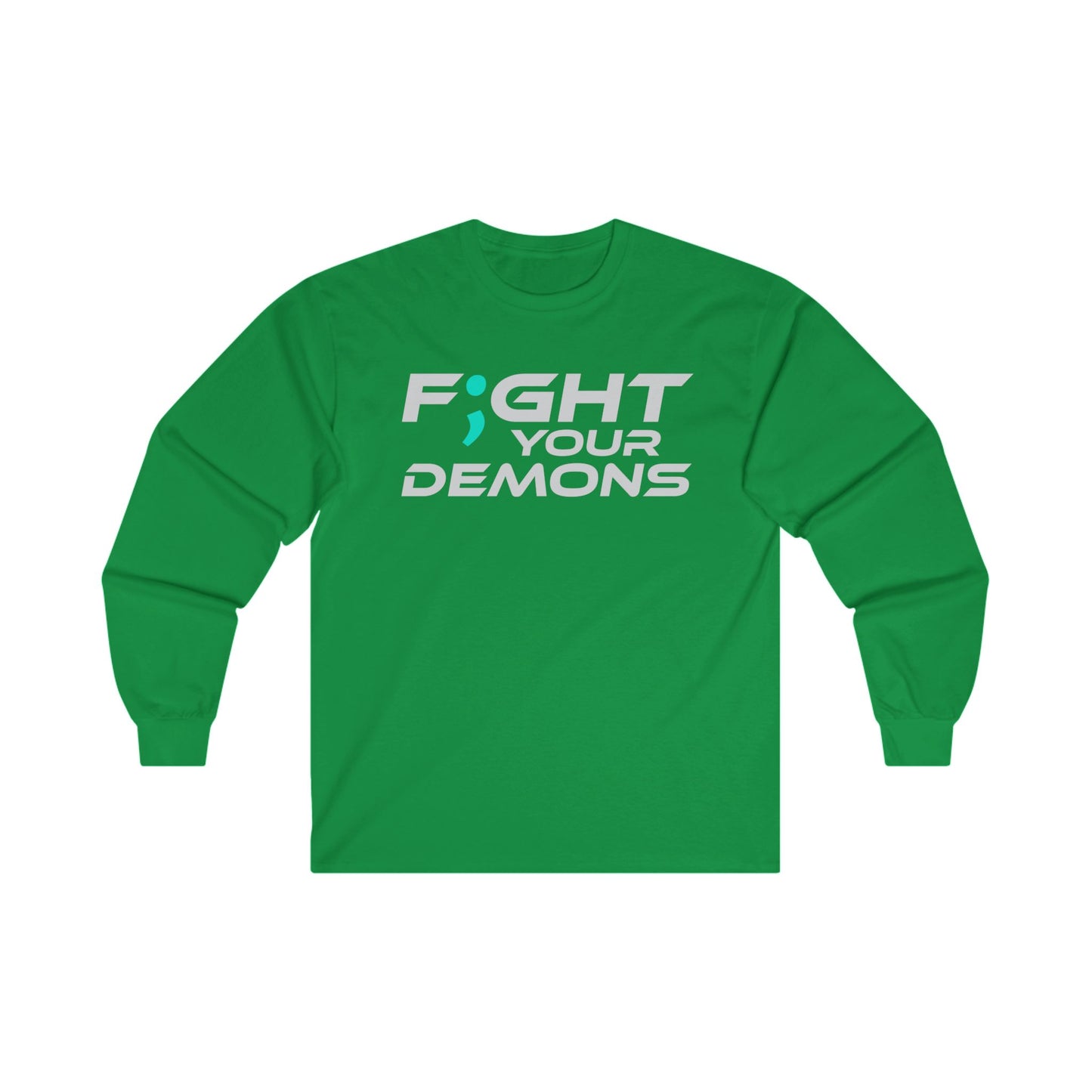 Fight Your Demons (White Font) -  Unisex Long Sleeve Tee – Empowering Red Cotton Shirt