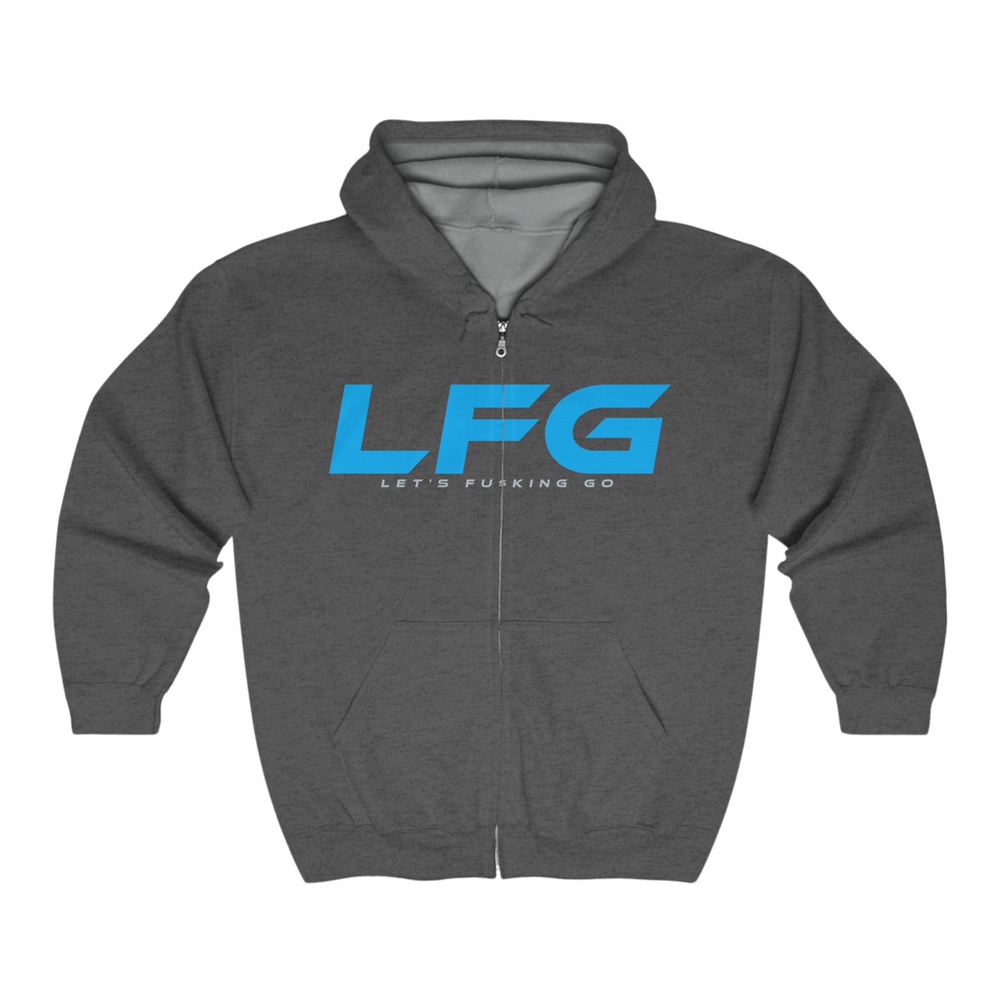 LFG (BLUE Font) - Unisex Zip Hoodie - 'LFG: Let's F*cking Go' Statement Sweatshirt for Motivation