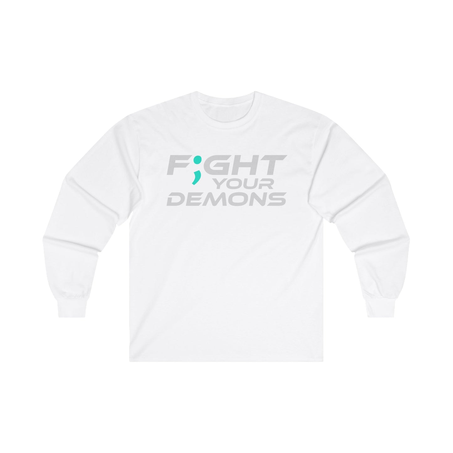 Fight Your Demons (White Font) -  Unisex Long Sleeve Tee – Empowering Red Cotton Shirt