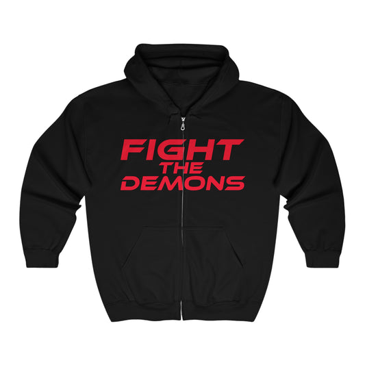 Fight the Demons - Unisex Full Zip Hoodie - Fight the Demons - Motivational Sweatshirt