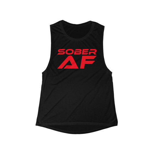 Sober AF - Women's Flowy Scoop Muscle Tank