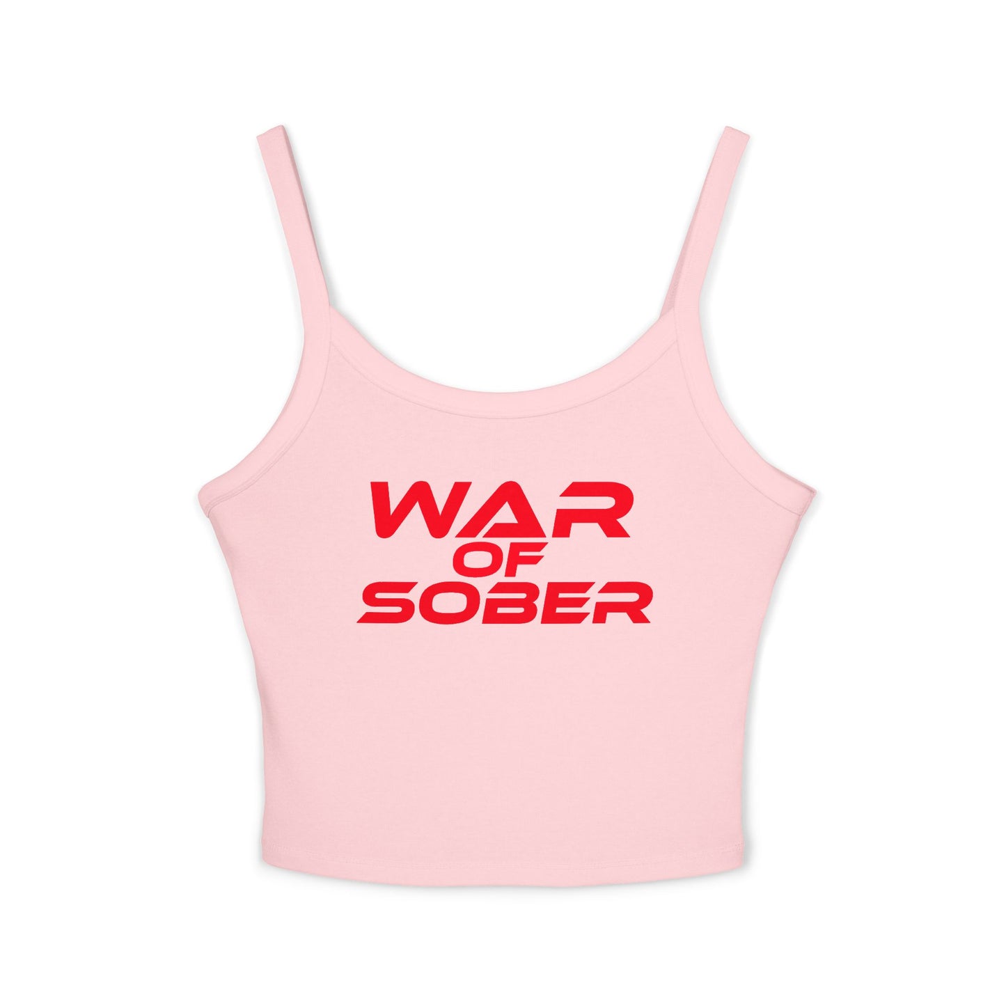 War of Sober - Women's Spaghetti Strap Tank Top - Empowering Graphic Tee for Recovery Enthusiasts