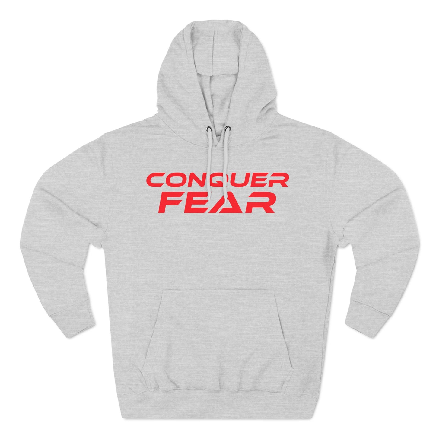 Conquer Fear - Fleece Hoodie - Motivational Black Sweatshirt for Comfort and Empowerment