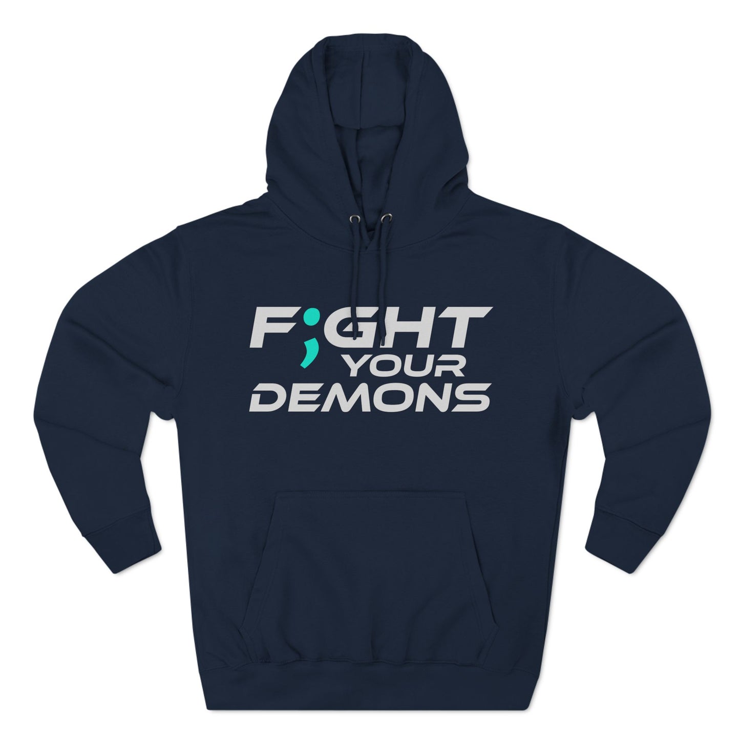 F;ght Your Demons (WHITE) - Three-Panel Fleece Hoodie