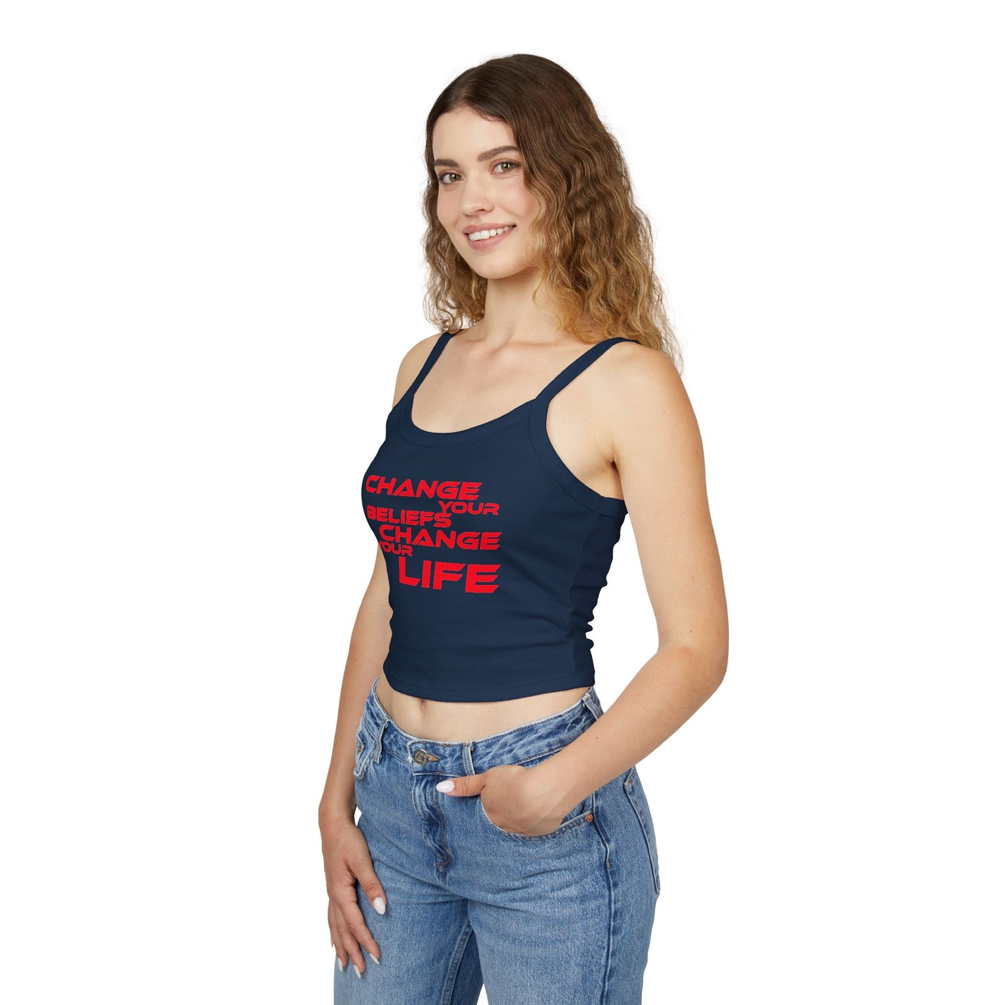 Change Your Beliefs, Change Your Life - Empowering Quote Women's Spaghetti Strap Tank Top - Change Your Beliefs, Change Your Life