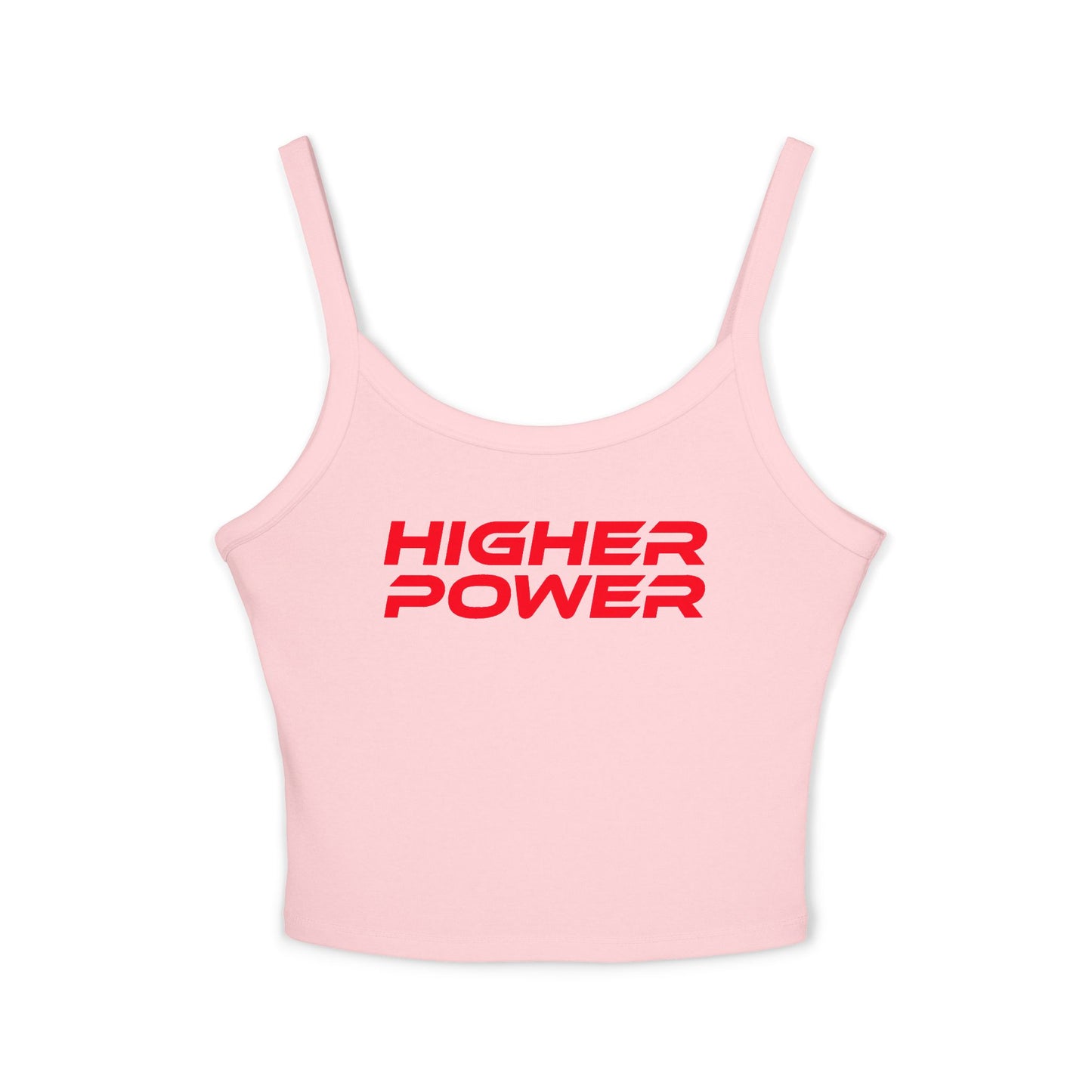 Higher Power - Women's Spaghetti Strap Tank Top - Motivational Gray Crop