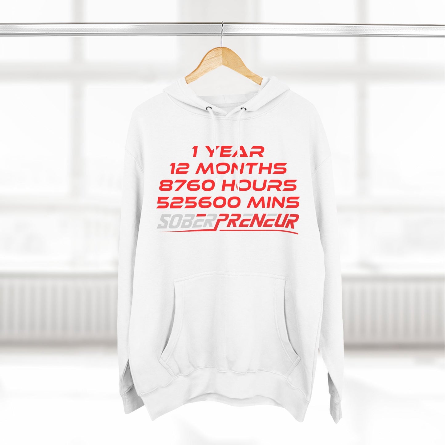 1 Year - Motivational Soberpreneur Fleece Hoodie - Celebrate Your Journey