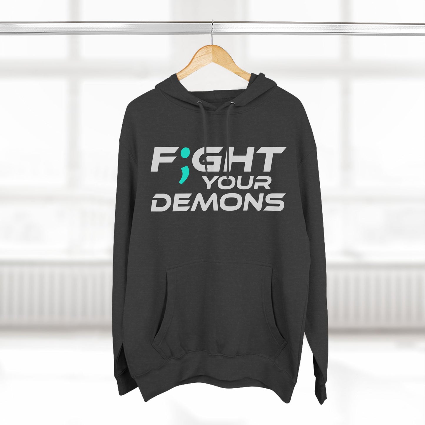 F;ght Your Demons (WHITE) - Three-Panel Fleece Hoodie