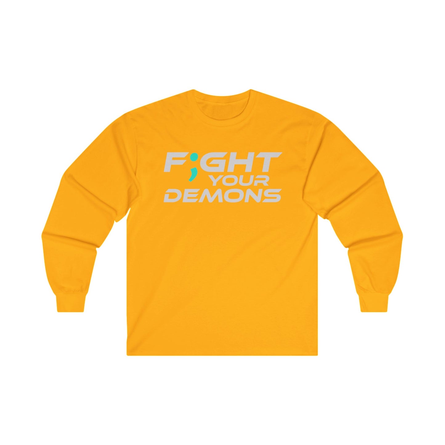 Fight Your Demons (White Font) -  Unisex Long Sleeve Tee – Empowering Red Cotton Shirt