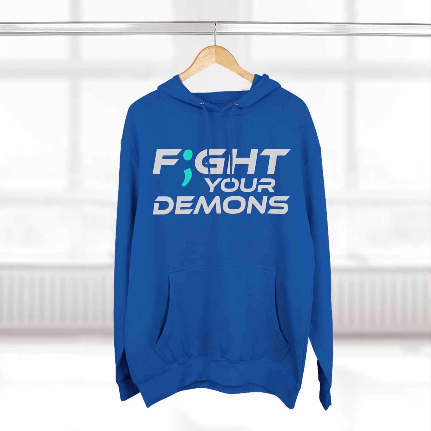 F;ght Your Demons (WHITE) - Three-Panel Fleece Hoodie