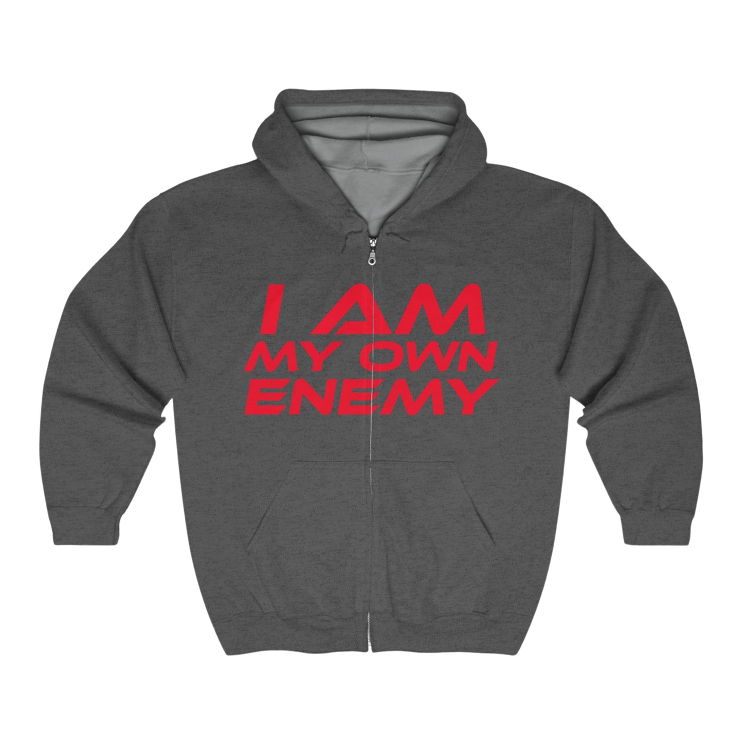 I AM MY OWN ENEMY - Unisex Heavy Blend Full Zip Hooded Sweatshirt - Comfortable and Bold Statement Hoodie