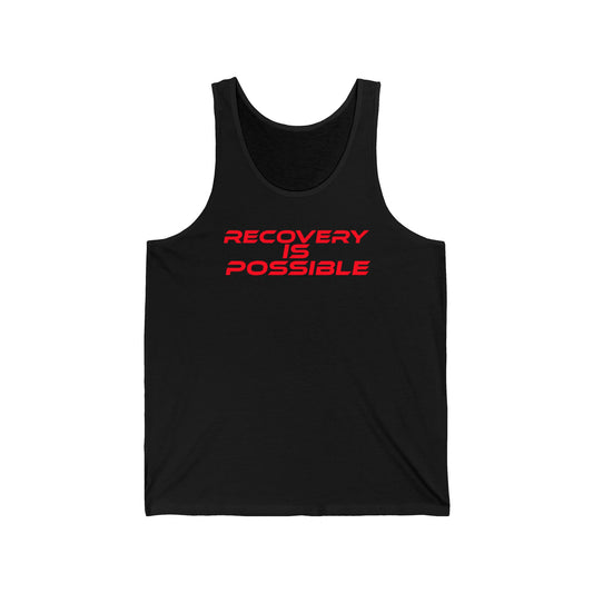 Unisex Jersey Tank - Recovery Is Possible Motivational Fitness Top