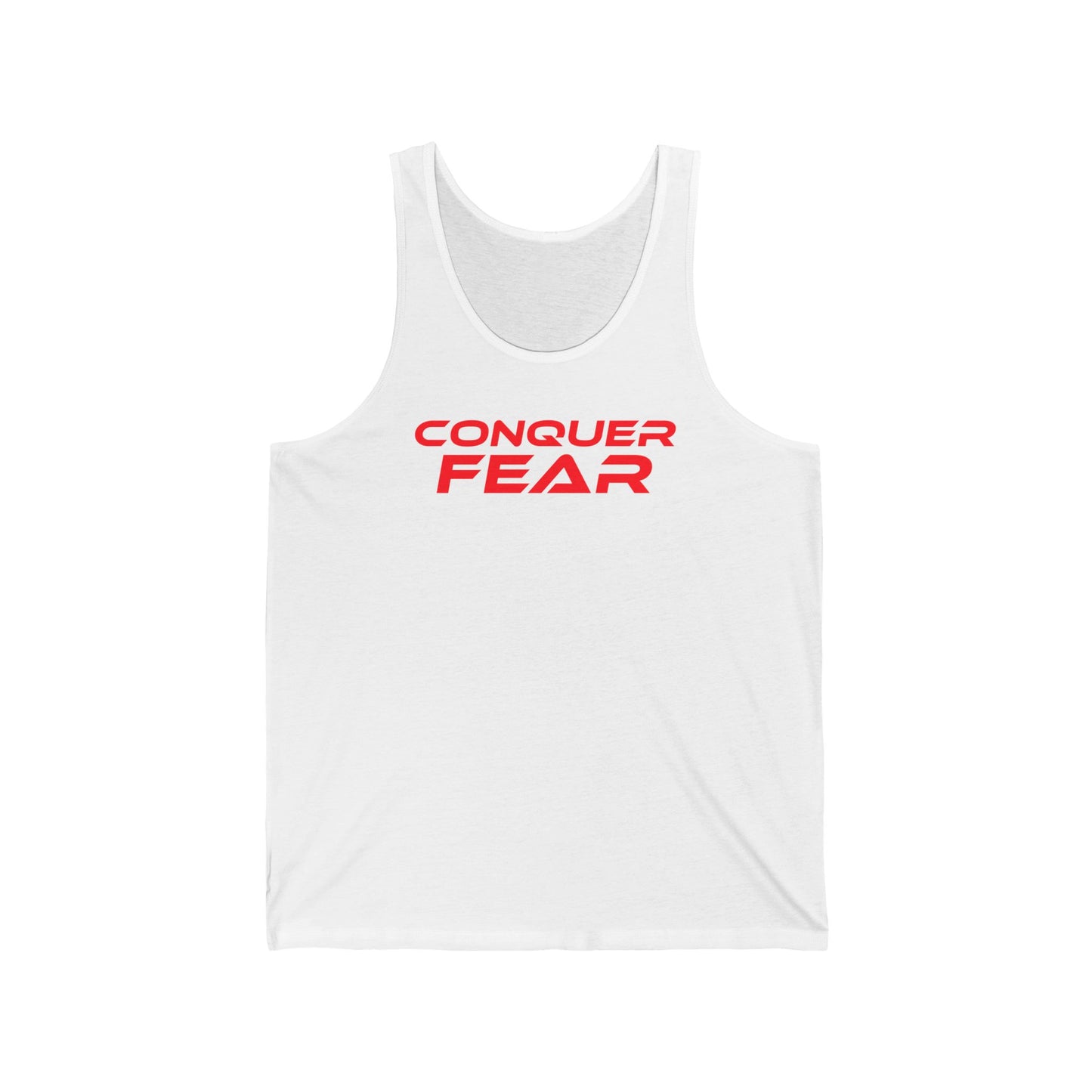 Conquer Fear - Unisex Jersey Tank - Motivational Workout Tee