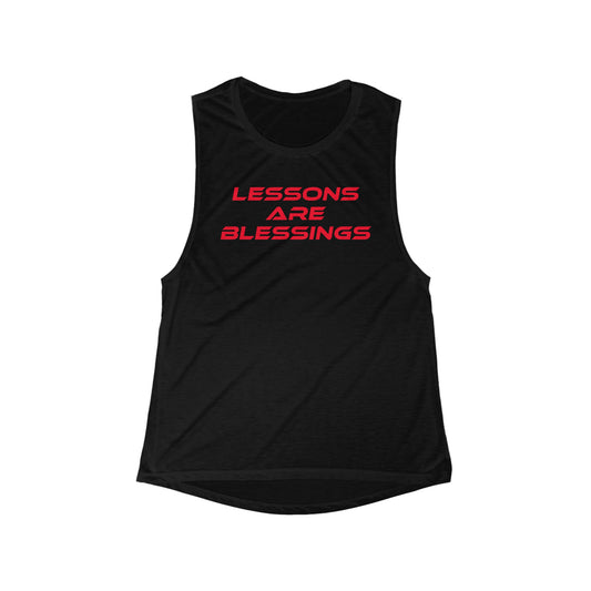 Lessons Are Blessings - Women's Flowy Scoop Muscle Tank