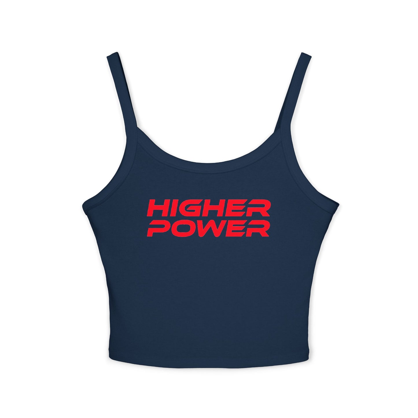 Higher Power - Women's Spaghetti Strap Tank Top - Motivational Gray Crop