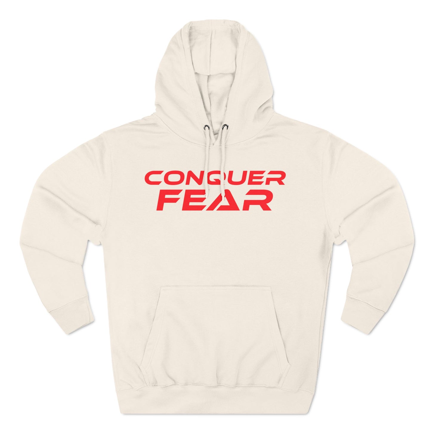 Conquer Fear - Fleece Hoodie - Motivational Black Sweatshirt for Comfort and Empowerment