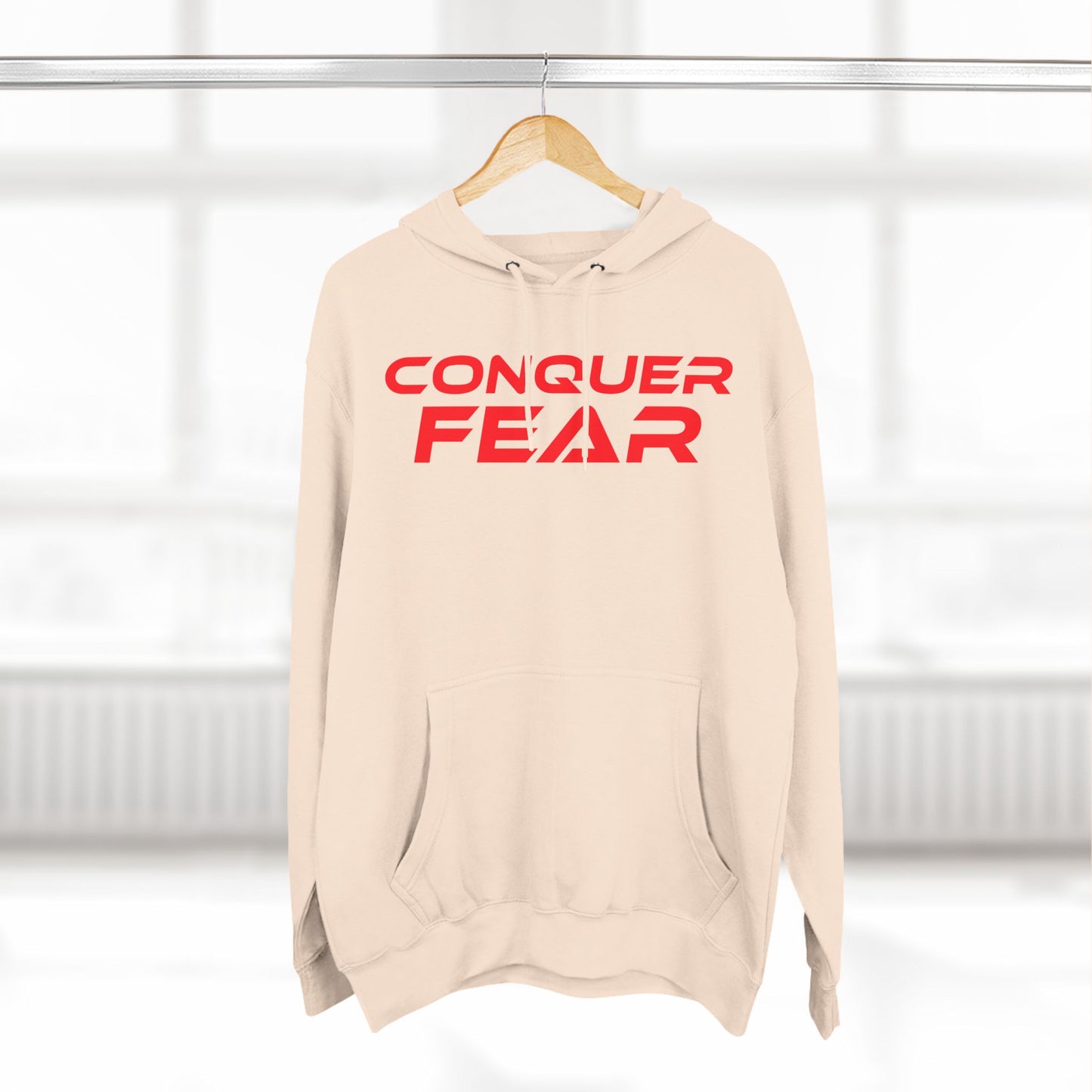 Conquer Fear - Fleece Hoodie - Motivational Black Sweatshirt for Comfort and Empowerment