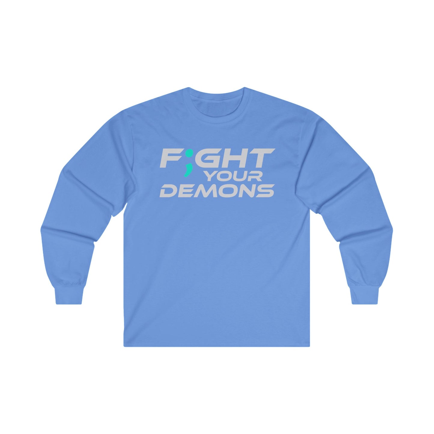 Fight Your Demons (White Font) -  Unisex Long Sleeve Tee – Empowering Red Cotton Shirt