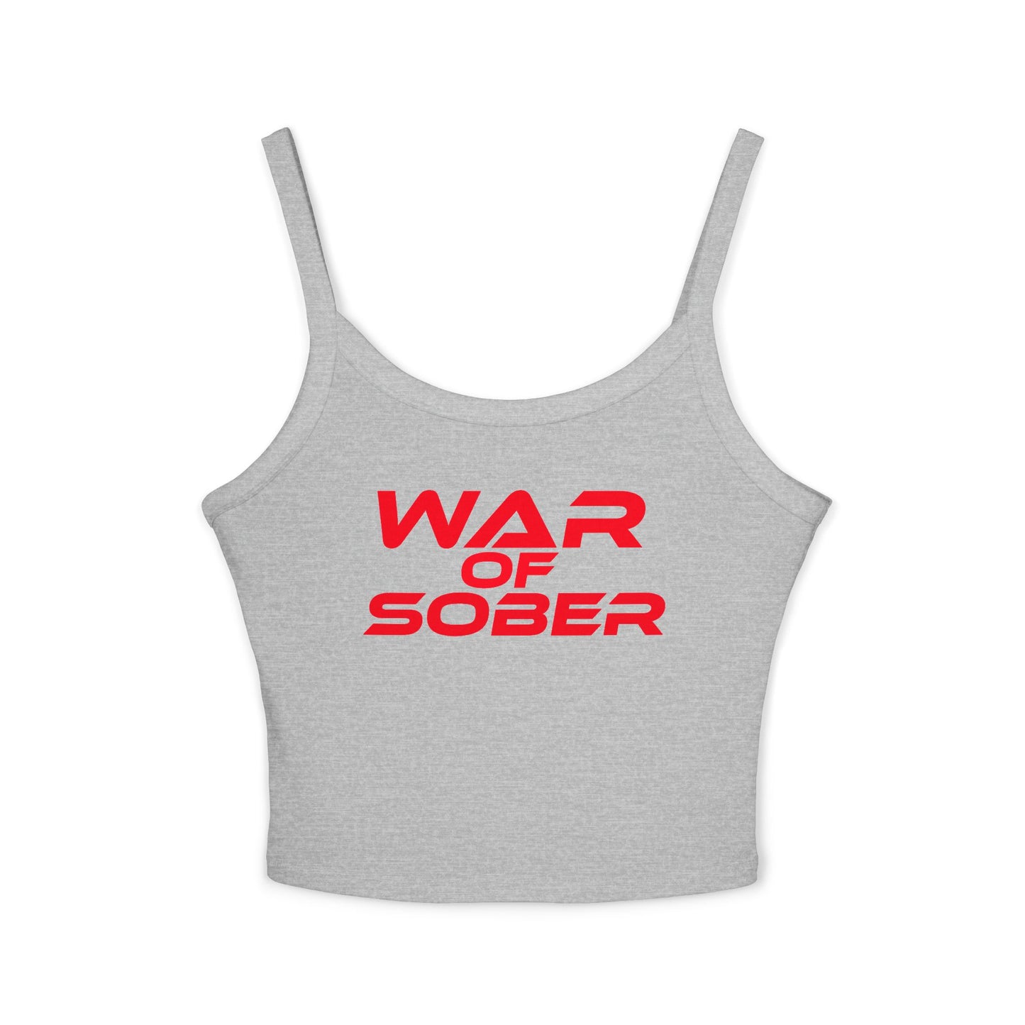 War of Sober - Women's Spaghetti Strap Tank Top - Empowering Graphic Tee for Recovery Enthusiasts