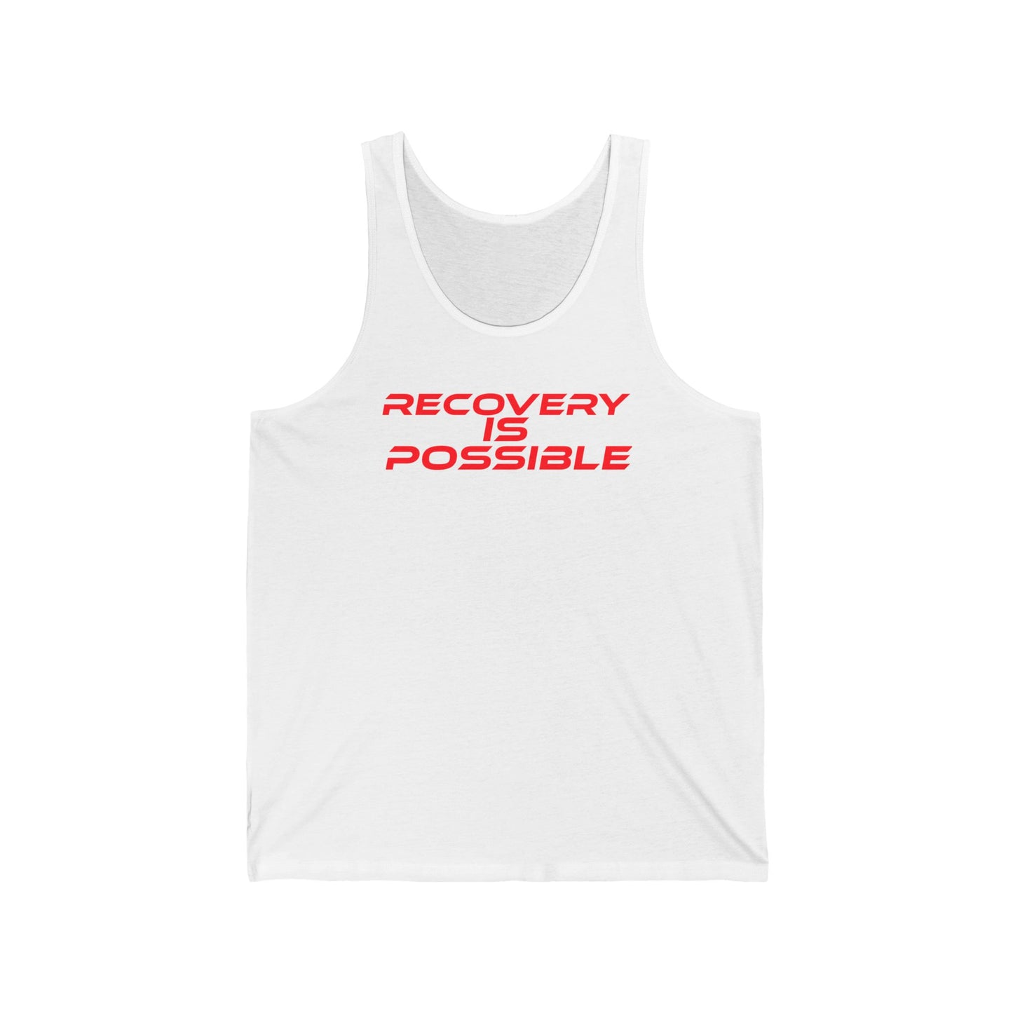 Unisex Jersey Tank - Recovery Is Possible Motivational Fitness Top