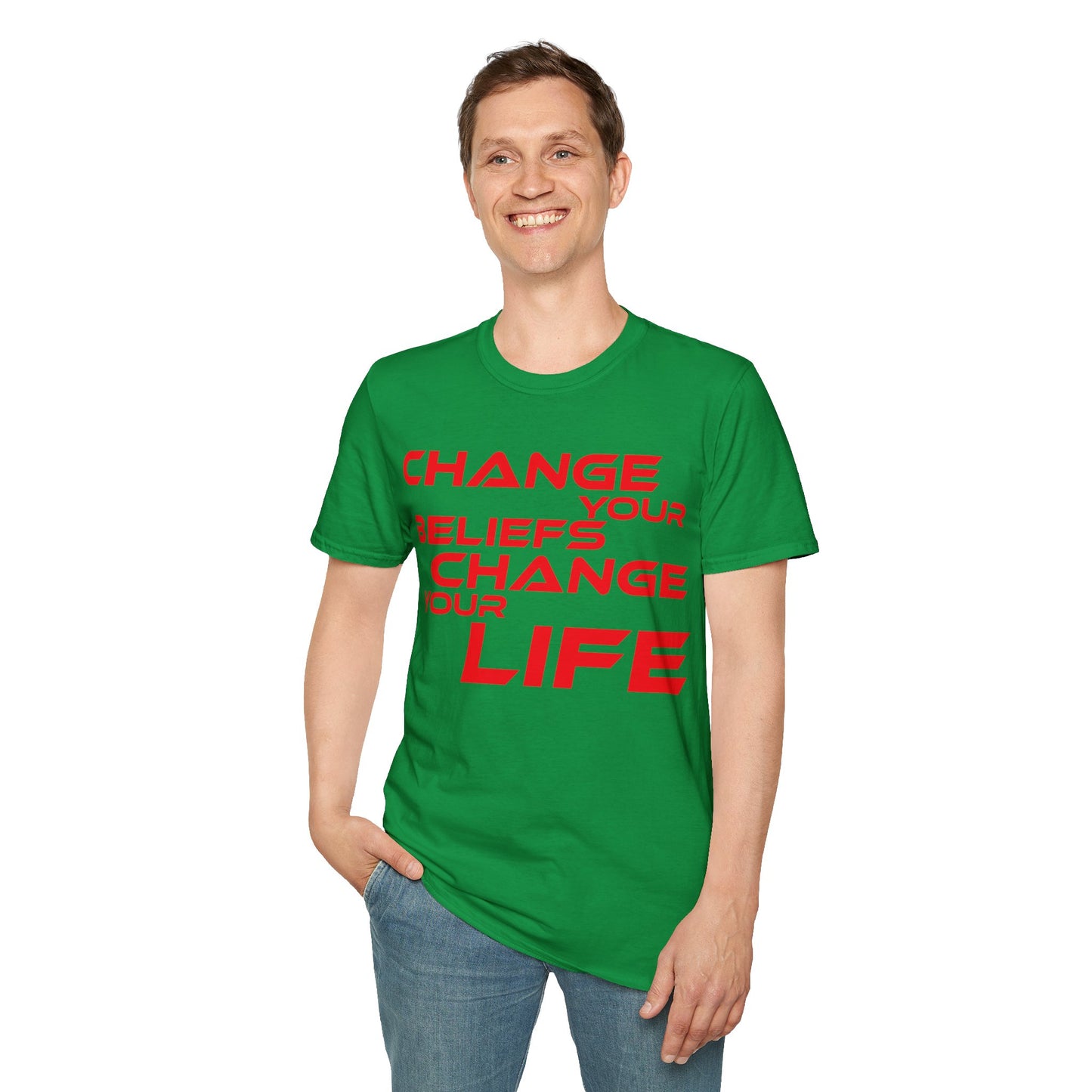 Change Your Beliefs, Change Your Life - Motivational Unisex Softstyle T-Shirt - 'Change Your Beliefs, Change Your Life'