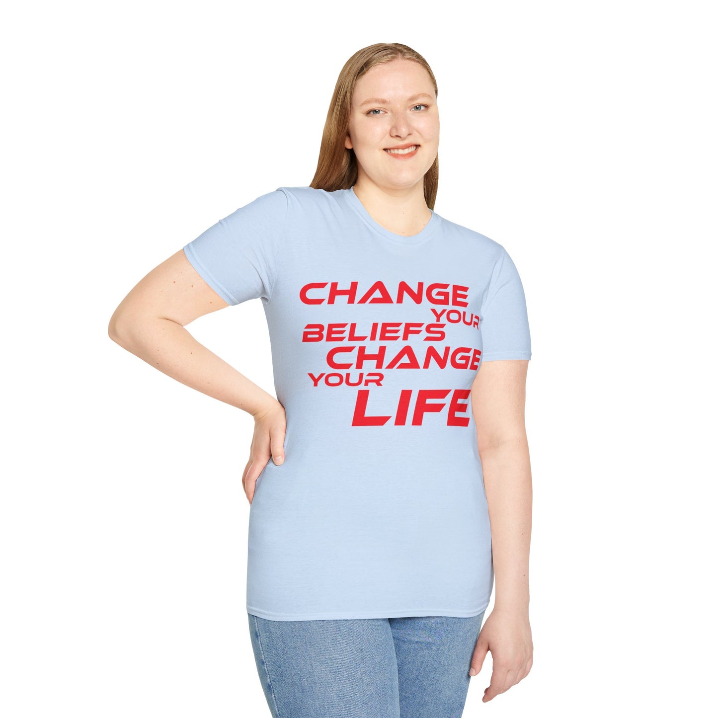 Change Your Beliefs, Change Your Life - Motivational Unisex Softstyle T-Shirt - 'Change Your Beliefs, Change Your Life'