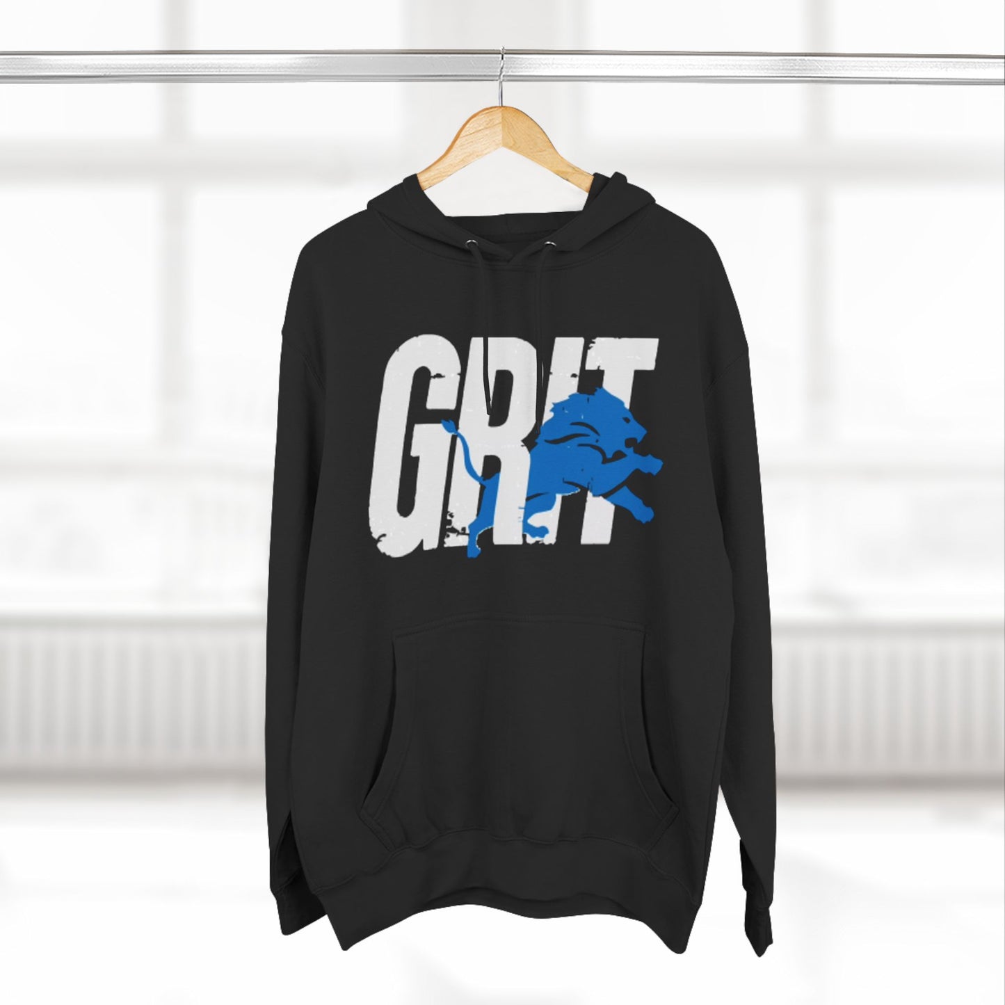 Grit & Soberpreneur w/Lion -  Fleece Hoodie - Motivational Black Sweatshirt