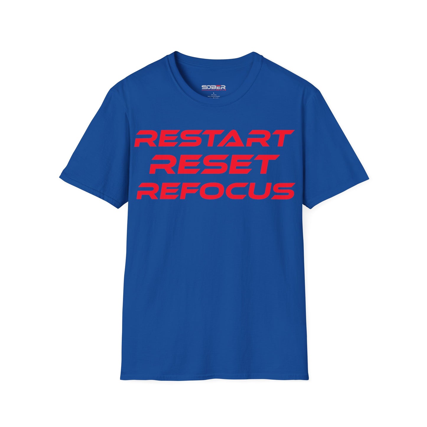 Restart, Reset, Refocus - Motivational Unisex Softstyle T-Shirt - 'Restart, Reset, Refocus' - Perfect for Self-Care and Mindfulness