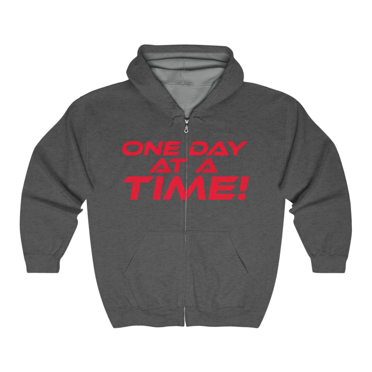 One Day At A Time - Unisex Heavy Blend™ Full Zip Hooded Sweatshirt Motivational