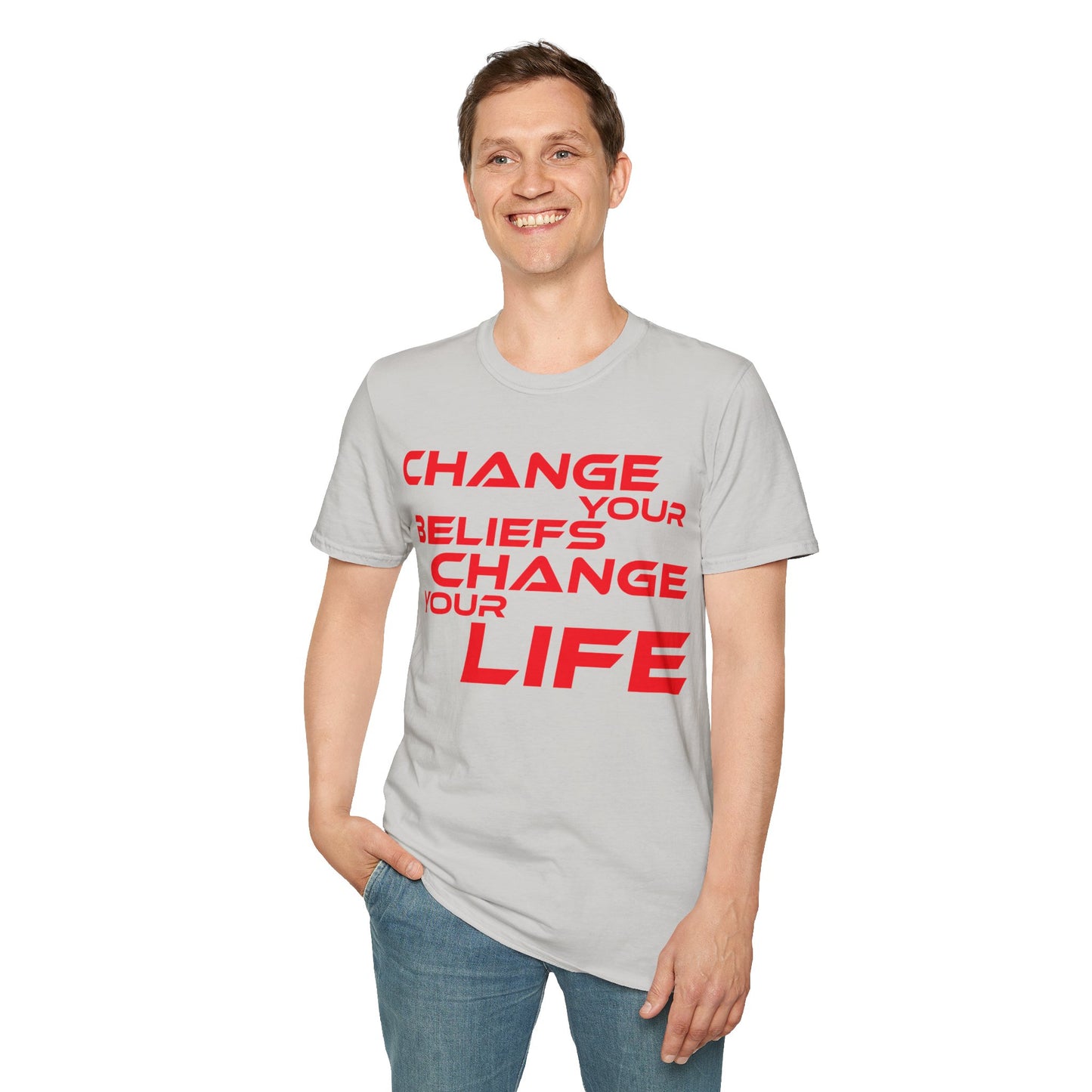 Change Your Beliefs, Change Your Life - Motivational Unisex Softstyle T-Shirt - 'Change Your Beliefs, Change Your Life'