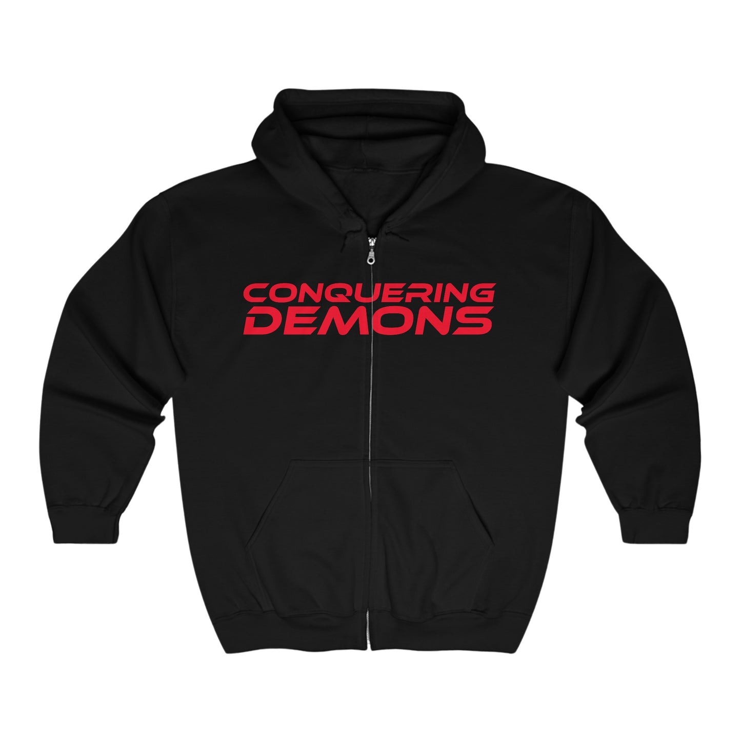 Conquering Demons - Unisex Heavy Blend Full Zip Hoodie - Motivational Sweatshirt for Mental Health Awareness