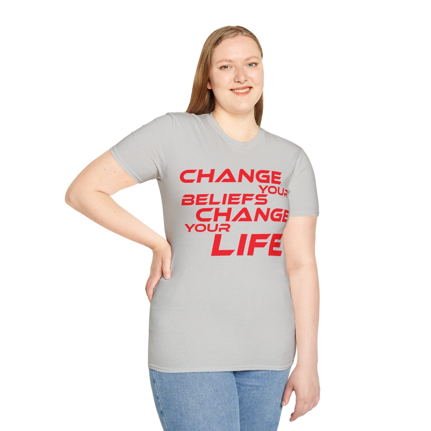 Change Your Beliefs, Change Your Life - Motivational Unisex Softstyle T-Shirt - 'Change Your Beliefs, Change Your Life'