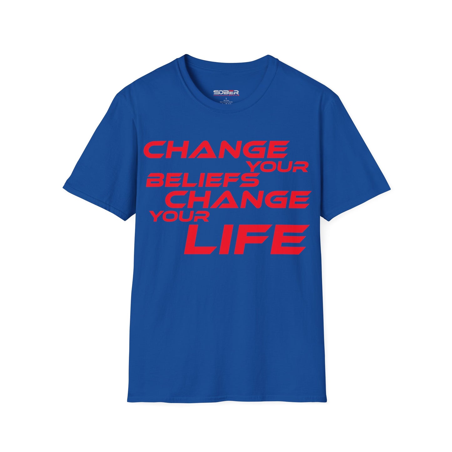 Change Your Beliefs, Change Your Life - Motivational Unisex Softstyle T-Shirt - 'Change Your Beliefs, Change Your Life'